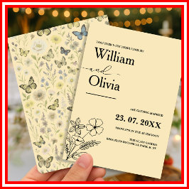 バターイエローワイルドフラワー結婚ズ 招待状