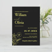 バターイエローワイルドフラワー結婚ズ 招待状 (スタンド正面)