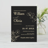 バターイエローワイルドフラワー結婚式招待状 招待状 (スタンド正面)