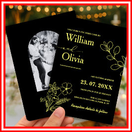 バターイエローワイルドフラワー結婚式招待状 招待状