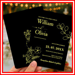 バターイエローワイルドフラワー結婚式招待状 招待状