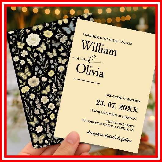 バターイエローワイルドフラワー結婚式招待状 招待状