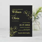 バターイエローワイルドフラワー結婚式招待状 招待状 (スタンド正面)