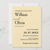 バターイエローワイルドフラワー結婚式招待状 招待状 (正面)