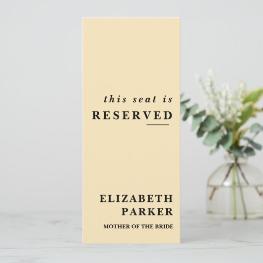 バターイエロー予約結婚席ラベル 招待状 (スタンド正面)
