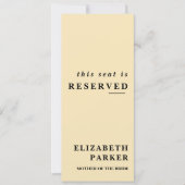 バターイエロー予約結婚席ラベル 招待状 (正面)