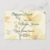 バターイエロー淡い色のブルーフローラ水彩 エンクロージャーカード (正面)