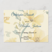 バターイエロー淡い色のブルーフローラ水彩 エンクロージャーカード (正面)