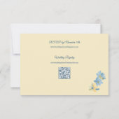 バターイエロー淡い色のブルーフローラ水彩 出欠カード (裏面)