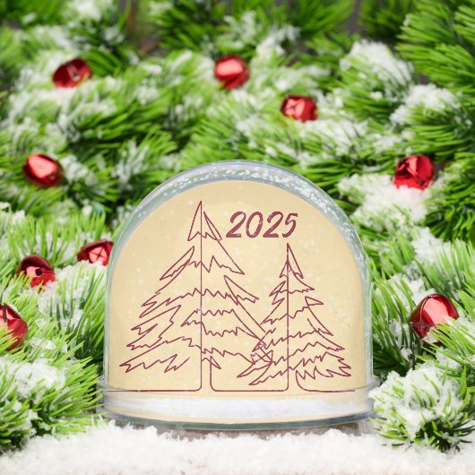 バターイエロー深いレッドグラフィックツリー写真年 (クリスマス)