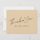 バターイエロー結婚のスクリプエレガントト サンキューカード (正面)
