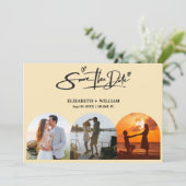 バターイエロー結婚の写真QRコードエレガント セーブザデート (スタンド正面)