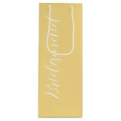 バターイエロー結婚の花嫁の様式化スクリプト ワインギフトバッグ (正面)