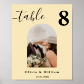 バターイエロー結婚のPHOTOテーブル番号 ポスター (正面)