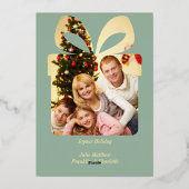 バターイエロー&グリーンウォーター色クリスマスツリー 箔シーズンカード (裏面)