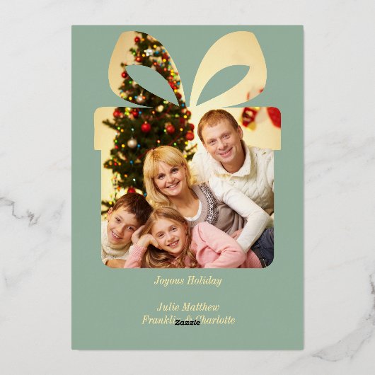 バターイエロー&グリーンウォーター色クリスマスツリー 箔シーズンカード (裏面)