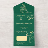 バターイエロー&グリーンオーストラリア動物誕生日 オールインワン招待状 (内側)