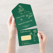 バターイエロー&グリーンオーストラリア動物誕生日 オールインワン招待状 (貼ってはがせる)