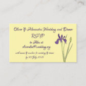 バターイエロー&パープルアイリスウォーターカラー結婚ズ エンクロージャーカード (正面)