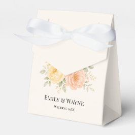 バターイエロー+ピーチ+アイボリーのフラワーの結婚式 フェイバーボックス
