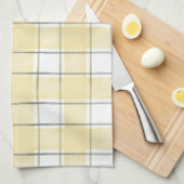 バターイエロー ホワイト プラッド ストライプ  ブライダルシャワー キッチンタオル (四つ折り)