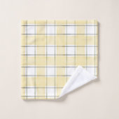 バターイエロー ホワイト プラッド ストライプ  ブライダルシャワー バスタオルセット (ウォッシュタオル)