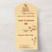 バターイエロー&レッドオーストラリア動物誕生日 オールインワン招待状 (内側)