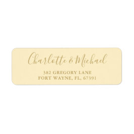 バターカップイエローおよび金ゴールドスクリプト差出人住所 ラベル