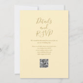 バターカップイエローとゴールドのグリーンウェディングQRコード結婚式 招待状 (裏面)