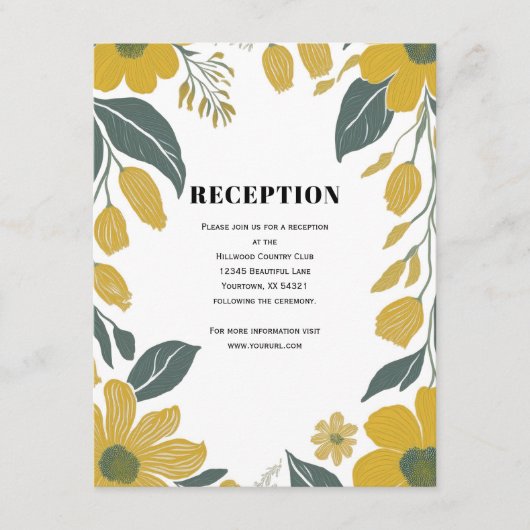 バターカップイエローの花柄結婚式の披露宴 エンクロージャーカード (正面)