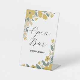 バターカップイエローウェディングレセプションオープンバー 台座サイン