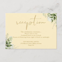バターカップイエローグリーンリーウェディングレセプション エンクロージャーカード