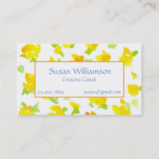 バターカップイエローハンド絵を描ウォーターカラー花 名刺