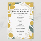 バターカップイエローモダンフローラ結婚ズの式典 プログラム (正面)