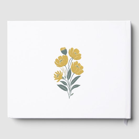 バターカップイエロー金ゴールドモダンフローラ結婚ズ ゲストブック (裏面)