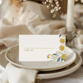 バターカップイエロー金ゴールドモダンフローラ結婚ズ プレイスカード