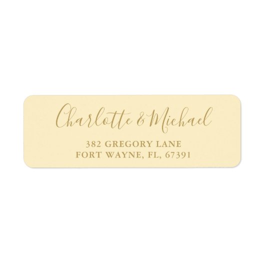 バターカップイエロー＆ゴールドスクリプト 返信住所 ラベル (正面)