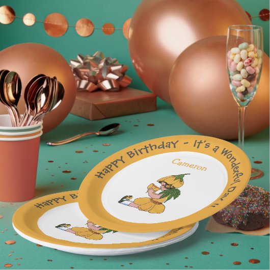 バターカップチャイルドフラワーお洒落パーティーコレクション ペーパープレート (複数)