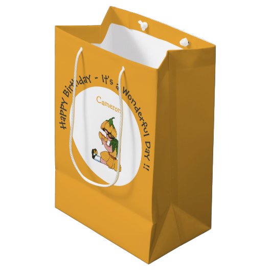 バターカップチャイルドフラワーお洒落パーティーコレクション ミディアムペーパーバッグ (正面アングル)