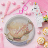 バターカップティーカップモノグラムパーティー ペーパープレート (パーティー)