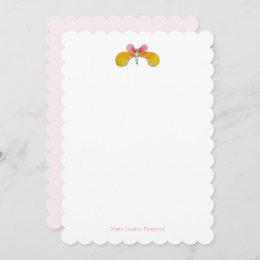 バターカップバタフライ形文房具 ノートカード (正面/裏面)
