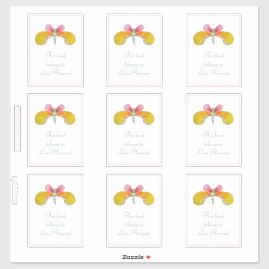 バターカップバタフライ蔵書票 シール (シート)