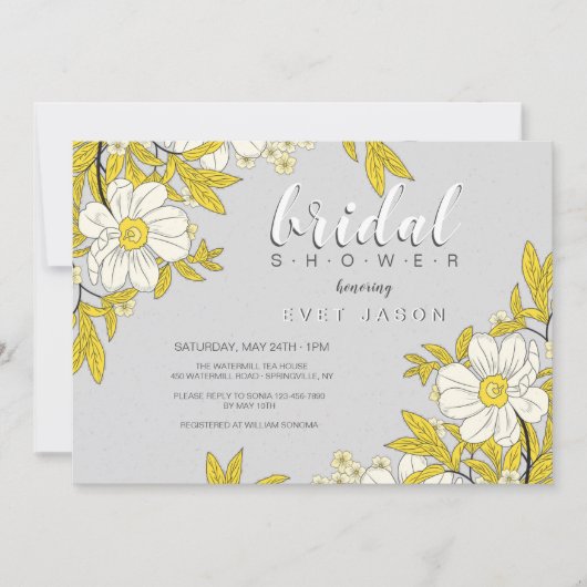バターカップフラワーシャワー招待状 招待状 (正面)