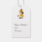 バターカップフラワーチャイルドおもしろいキュート小さな女の子 ギフトタグ (裏面)