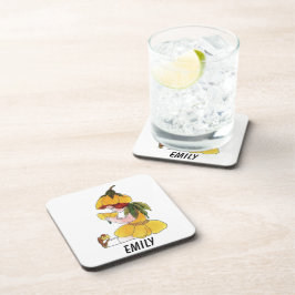 バターカップフラワーチャイルドおもしろいキュート小さな女の子 コースター