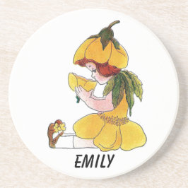 バターカップフラワーチャイルドおもしろいキュート小さな女の子 コースター