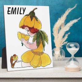 バターカップフラワーチャイルドおもしろいキュート小さな女の子 フォトプラーク