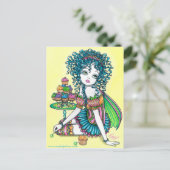 バターカップ妖精カップケーキアート葉書 ポストカード (スタンド正面)