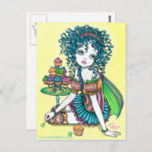 バターカップ妖精カップケーキアート葉書 ポストカード (正面/裏面)