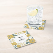 バターカップ黄モダンフローラ結婚ズ スクエアペーパーコースター (インサイチュ)